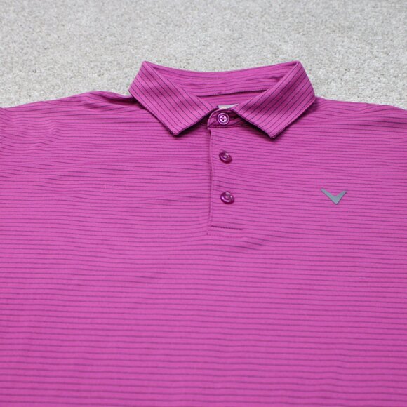 Callaway Opti-Dri Polo Shirt Mens Large Purple Golf Poly Stretch Short Sleeve - Picture 5 of 13